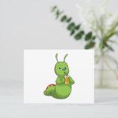 Raupe mit Orangensaftglas Postkarte (Stehend Vorderseite)