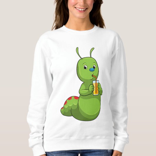 Raupe mit Orangensaftglas Sweatshirt (Vorderseite)
