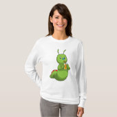 Raupe mit Orangensaftglas T-Shirt (Vorne ganz)