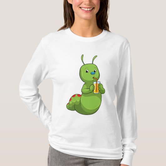 Raupe mit Orangensaftglas T-Shirt (Vorderseite)