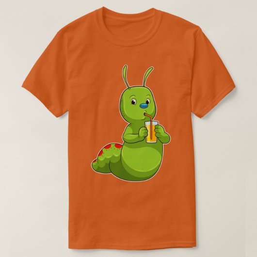Raupe mit Orangensaftglas T-Shirt (Design vorne)