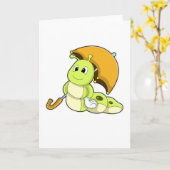 Raupe mit Regenschirm Karte (Gelbe Blume)