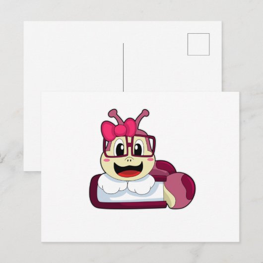 Raupe mit Ribbon Postkarte (Vorne/Hinten)