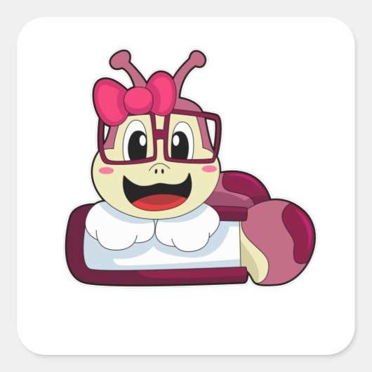 Raupe mit Ribbon Quadratischer Aufkleber (Vorderseite)