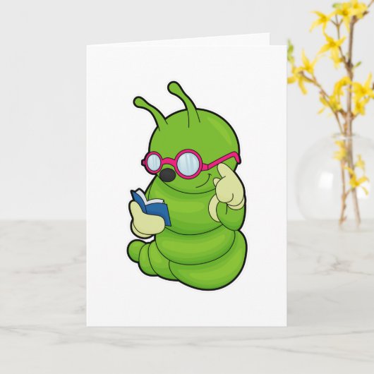 Raupe mit Sonnenbrille & Book Karte (Gelbe Blume)