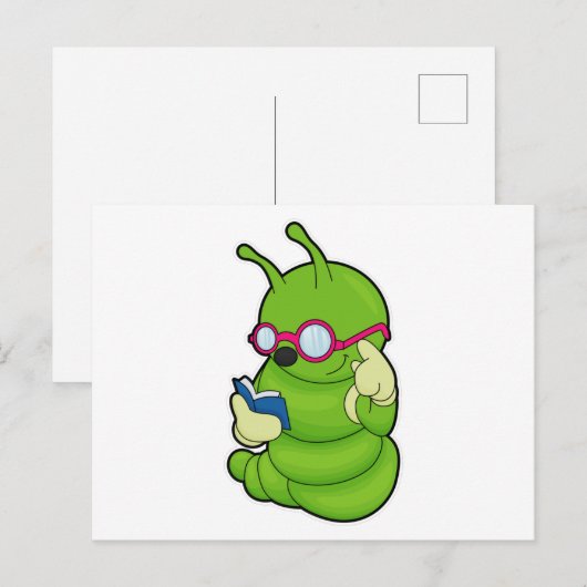 Raupe mit Sonnenbrille & Book Postkarte (Vorne/Hinten)