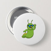 Raupe mit Sonnenbrille Button (Vorne & Hinten)
