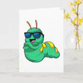 Raupe mit Sonnenbrille Karte (Gelbe Blume)