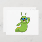 Raupe mit Sonnenbrille Postkarte (Vorne/Hinten)