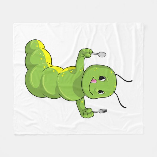 Raupe mit Spoon und Fork Fleecedecke (Vorderseite (Horizontal))
