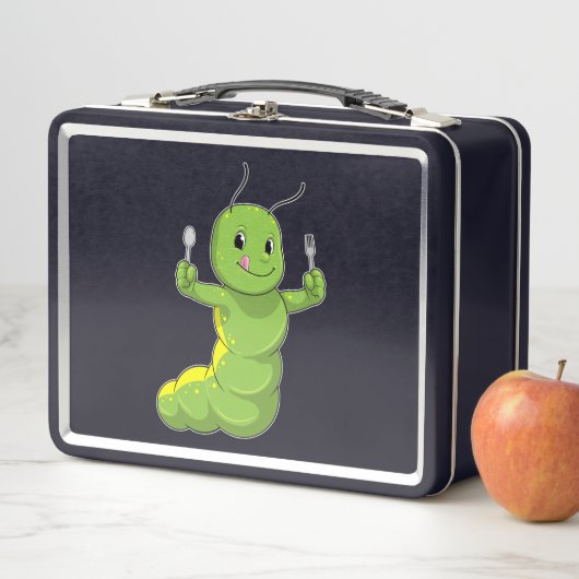 Raupe mit Spoon und Fork Metall Brotdose (Beispiel)