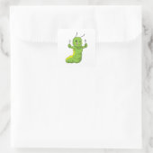 Raupe mit Spoon und Fork Quadratischer Aufkleber (Tasche)