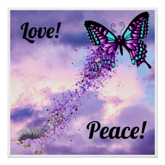 Raupe Morph to Lila and Black Butterfly Poster