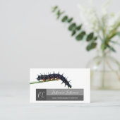 Raupe Naturliebhaber Grau-Rechteck-Monogramm b Visitenkarte (Stehend Vorderseite)