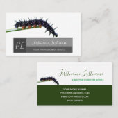 Raupe Naturliebhaber Grau-Rechteck-Monogramm b Visitenkarte (Vorne/Hinten)