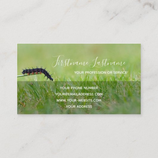 Raupe Naturliebhaber Grau-Rechteck-Monogramm Visitenkarte (Rückseite)