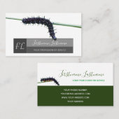 Raupe Naturliebhaber Grau-Rechteck-Monogramm Visitenkarte (Vorne/Hinten)