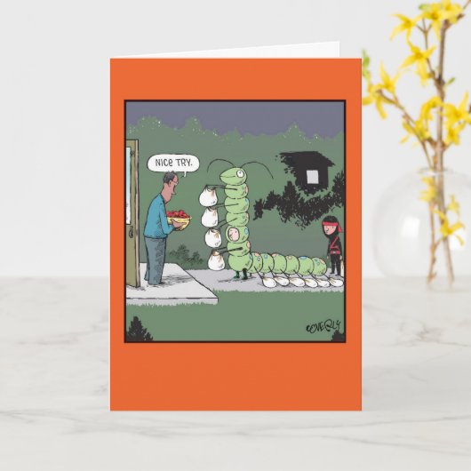 Raupe Trick Halloween Karte (Gelbe Blume)