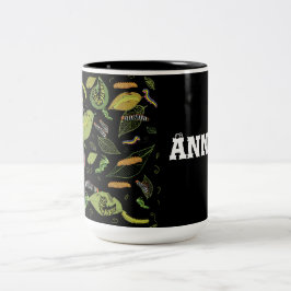 Raupe und Blätter Personalisiert Zweifarbige Tasse