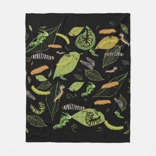 Raupe und Blätter, schöne Gartenkunst Fleecedecke (Vorderseite)