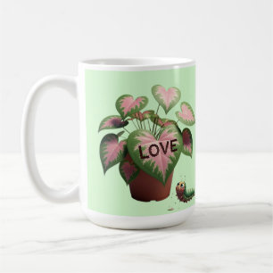 Raupe und herzförmige Blätter Kaffeetasse