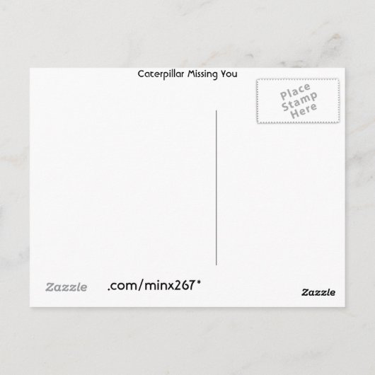 Raupe Vermisst Postkarte (Rückseite)