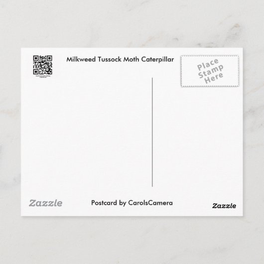 Raupen der Milkweed Tussock Moth Postkarte (Rückseite)