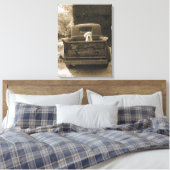 Raus aus dem Dodge - Hundfoto Leinwanddruck (Insitu (Schlafzimmer))