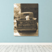 Raus aus dem Dodge - Hundfoto Leinwanddruck (Insitu (Holzboden))