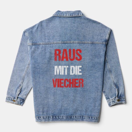 Raus Mit Die Viecher Sprichwort Knight Parody Meme Jeansjacke (Rückseite)