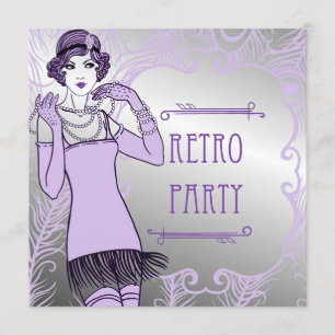Rauschende 20er Flapper Girl Retro-Party-Einladung Einladung