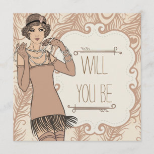 Rauschende 20er Flapper Girl Retro-Party-Einladung Einladung