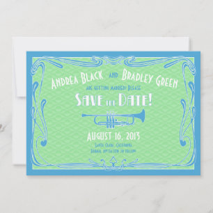 Rauschende Zwanziger Trompeter Hochzeit Terminankü Einladung