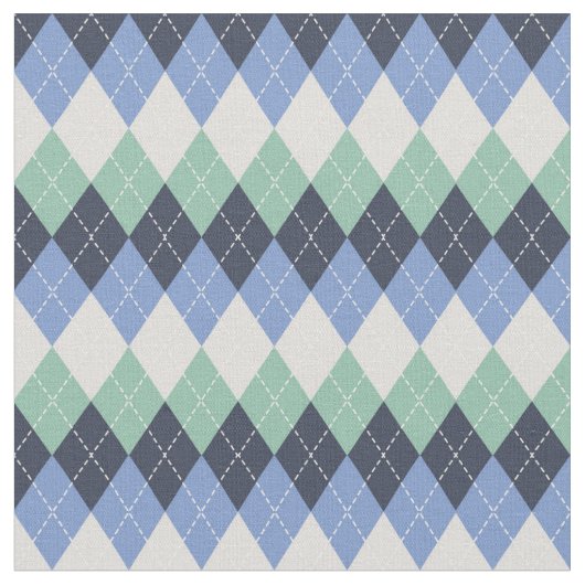 Raute Blau, Grün und Grau Stoff (Nahaufnahme)