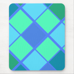 Raute Blau und grünes Diamantmuster Mousepad