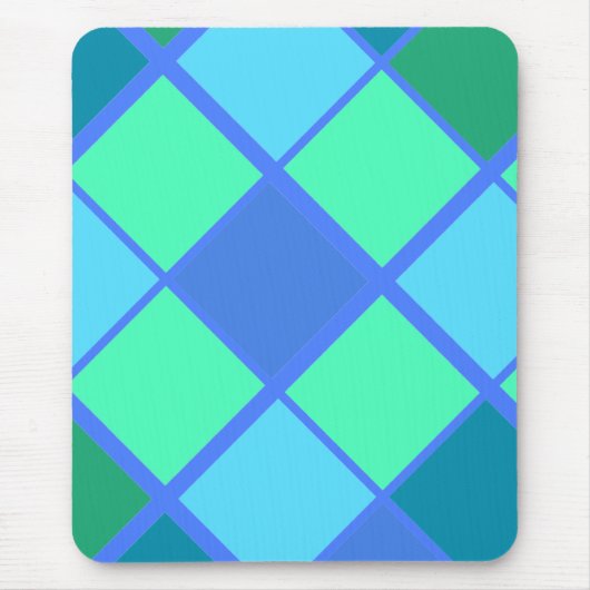 Raute Blau und grünes Diamantmuster Mousepad (Vorne)
