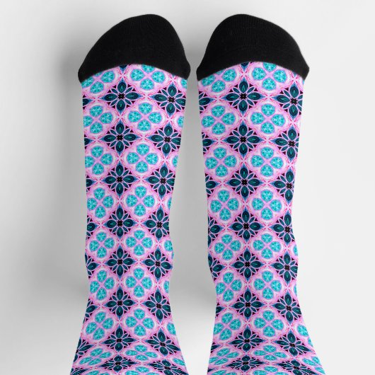 Raute Blau und Rosa Socken (Oben)