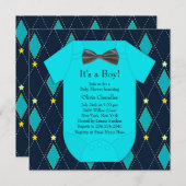 Raute Blue Yellow Baby Boy Dusche Einladung (Vorne/Hinten)