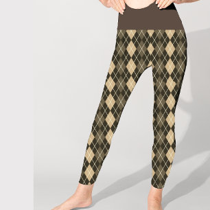 Raute Braun Schwarzes Muster Elegant Hübsch Leggings