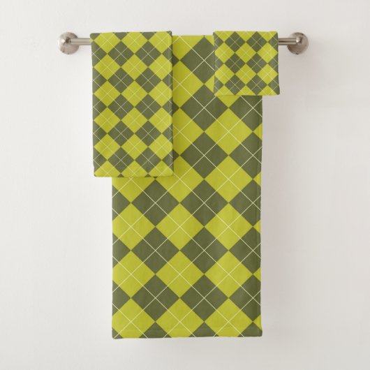RAUTE - CHARTREUSE & OLIVE BADHANDTUCH SET (Insitu)