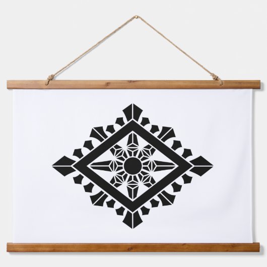 Raute Dharma-Chakra Wandteppich Mit Holzrahmen (Vorne)