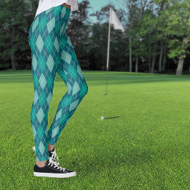 Raute Diamant Muster in 3 Farbtönen Aquamarin Leggings