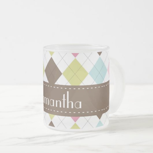 Raute Diamantstitch Mattiert Glass Tasse Cup (VorderseiteRechts)