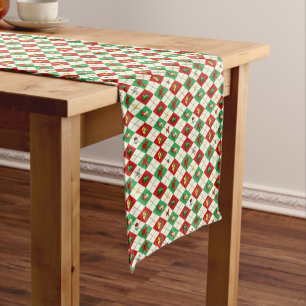 Raute Diamond Christmas Pattern Kurzer Tischläufer