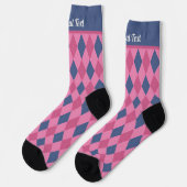 Raute Diamonds - Pinks und Blau - optionaler Text Socken (Linkes Detail)