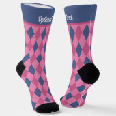 Raute Diamonds - Pinks und Blau - optionaler Text Socken (Gewinkelt)