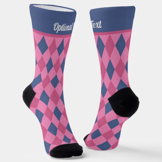 Raute Diamonds - Pinks und Blau - optionaler Text Socken (Gewinkelt)