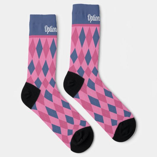 Raute Diamonds - Pinks und Blau - optionaler Text Socken (Rechts)