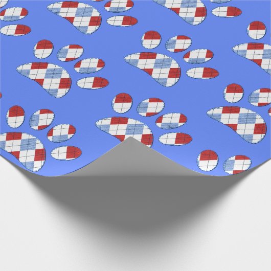 Raute Dog Paw Print Geschenkpapier (Ecke)