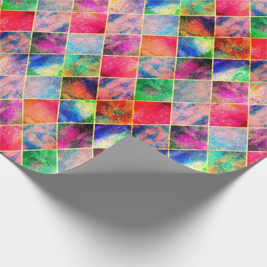 Raute Farbenfrohe Wasserfarbe Pasta Abstrakt Moder Geschenkpapier (Ecke)